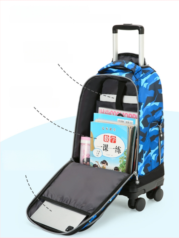 Feiyu Unisex Mokyklinė Kuprinė Su Ratukais — Oxford Audinys, Universalūs Ratai, Oro Pagalvės Diržai, Tinka Vidurinei Mokyklai ir Aukštesnėms