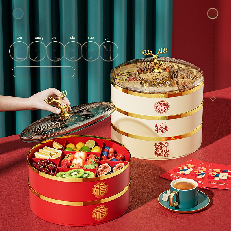 Guduoduo plastikinė Vaisių lėkštė su šventiniu stiliumi, išleista 2024 m., aukštos kokybės