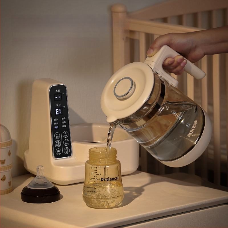 Aux 2-in-1 stikla ūdens vārāmais un piena sildītājs ar inteliģentu temperatūras kontroli, 800W, 220V, modelis Aas-12azx-89a