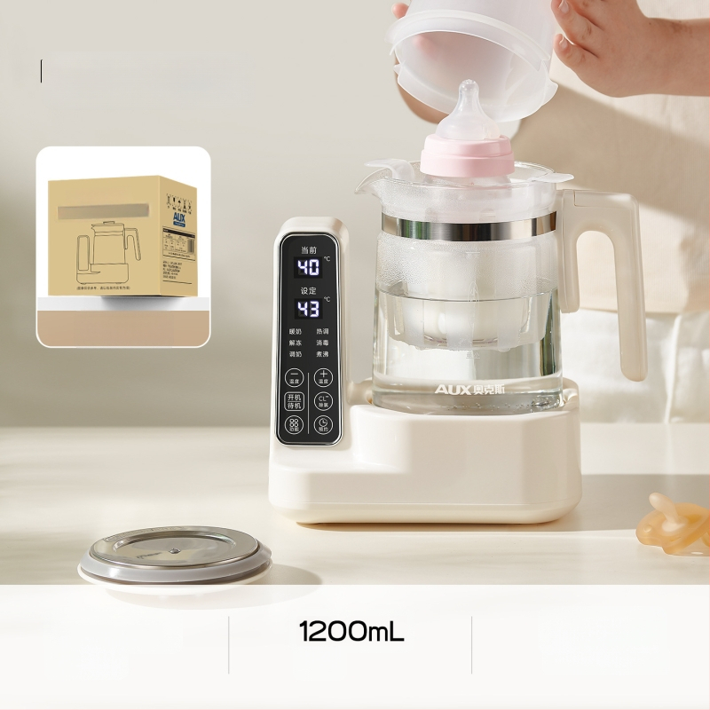 Aux 2-in-1 stikla ūdens vārāmais un piena sildītājs ar inteliģentu temperatūras kontroli, 800W, 220V, modelis Aas-12azx-89a