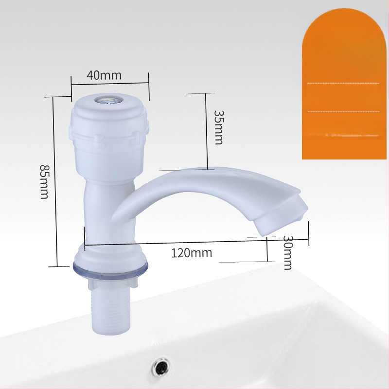 Plastikust kraan valamu jaoks keramikkava ventiiliga, nominaalne rõhk 0,8 MPa, kolonniline paigaldus, sissetooma/väljundtoru diameeter 4 punktid