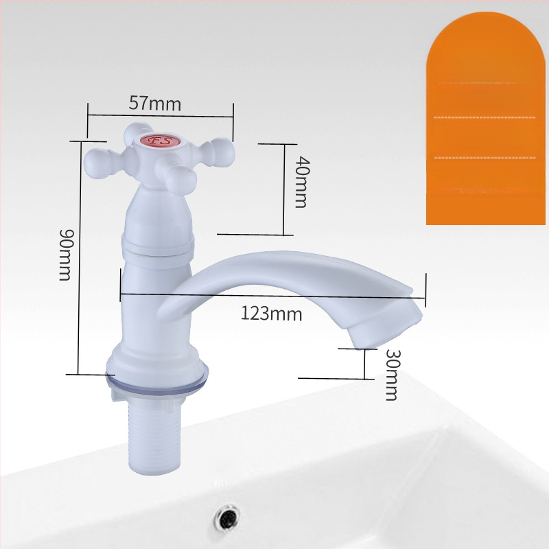 Plastikust kraan valamu jaoks keramikkava ventiiliga, nominaalne rõhk 0,8 MPa, kolonniline paigaldus, sissetooma/väljundtoru diameeter 4 punktid