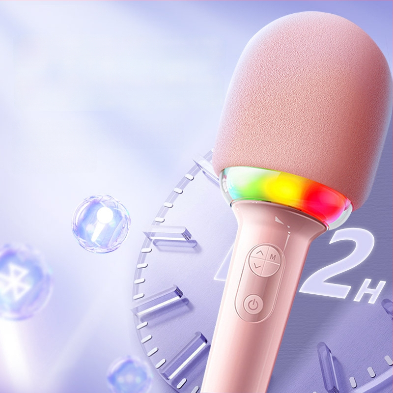 L8 Vaikų karaoke mikrofonas su Bluetooth 5.0, širdies formos dizainas, įmontuota baterija, dažnių diapazonas 100 Hz–20 kHz, 3 W