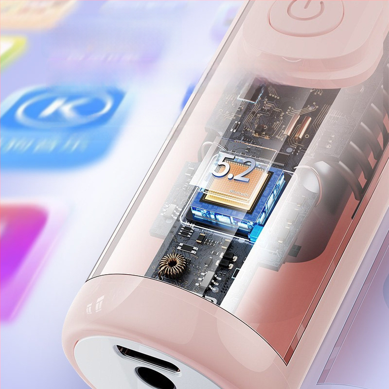 L8 Vaikų karaoke mikrofonas su Bluetooth 5.0, širdies formos dizainas, įmontuota baterija, dažnių diapazonas 100 Hz–20 kHz, 3 W