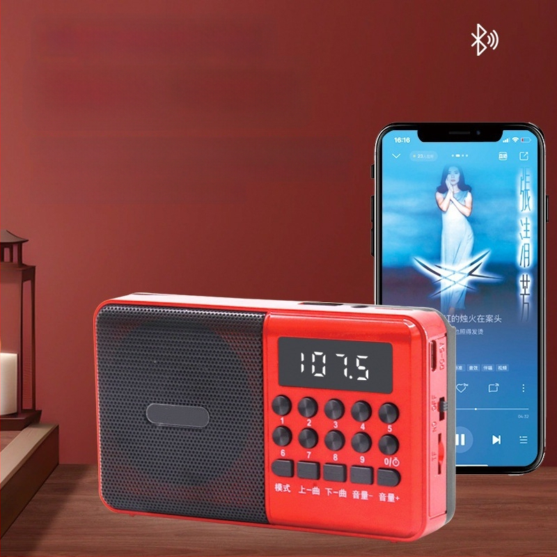 C6 daugiafunkcinis Bluetooth radijo MP3 Karaoke grotuvas su skaitmeniniu ekranu; USB/TF atkūrimas; 5W išvestis; SNR ≥53 dB; Baterija 1000–1999 mAh