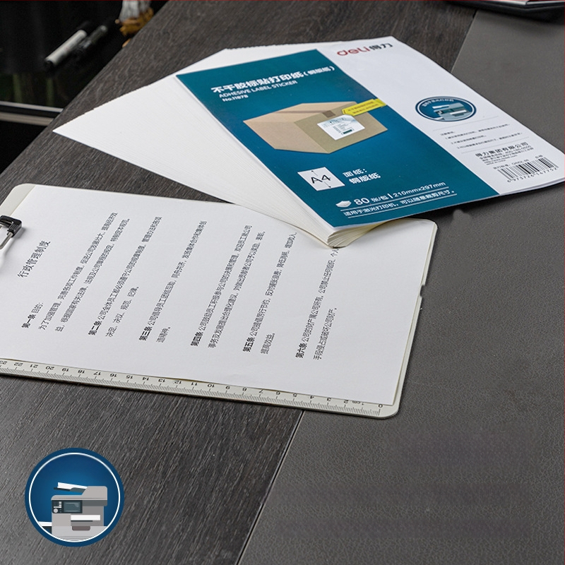 Atsparus lipnus etikečių popierius lazeriniam spausdintuvui, modelis 11878, prekė Deli, medžiaga: Copperplate lipnios etiketės, klijai: karšto lydymo, paviršius: 78 g dengtas popierius