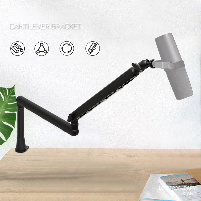 B.BMIC NB-F10 Mikrofono stovas stalui, sulankstomas aliumininis, universalus mikrofonui/telefonui/tabletei/GoPro, laidinis (laidinis; universalus suderinamumas; sulankstomas aliumininis)