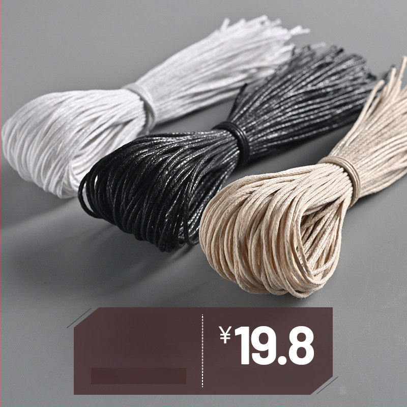 Drabužių etiketės virvelė, rankomis pintas vaškuotas virvelė, medvilnės siūlas, daugkartinis naudojimas, plastikinė sagtis, drabužiams