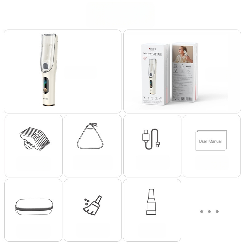 Yesido Vaikų plaukų kirpimo mašinėlė - Išimama, plaunama kirpimo galvutė, Įkraunama, Be šepetėlių variklis, Keraminiai peiliai, Atspari vandeniui, Žemas triukšmas