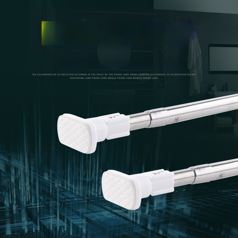 Nerūdijančio plieno teleskopinis vonios laikiklis, skirtas užuolaidoms ir drabužiams – be gręžimo