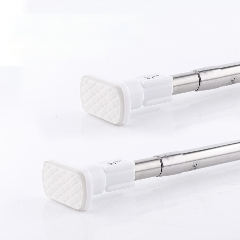 Nerūdijančio plieno teleskopinis vonios laikiklis, skirtas užuolaidoms ir drabužiams – be gręžimo