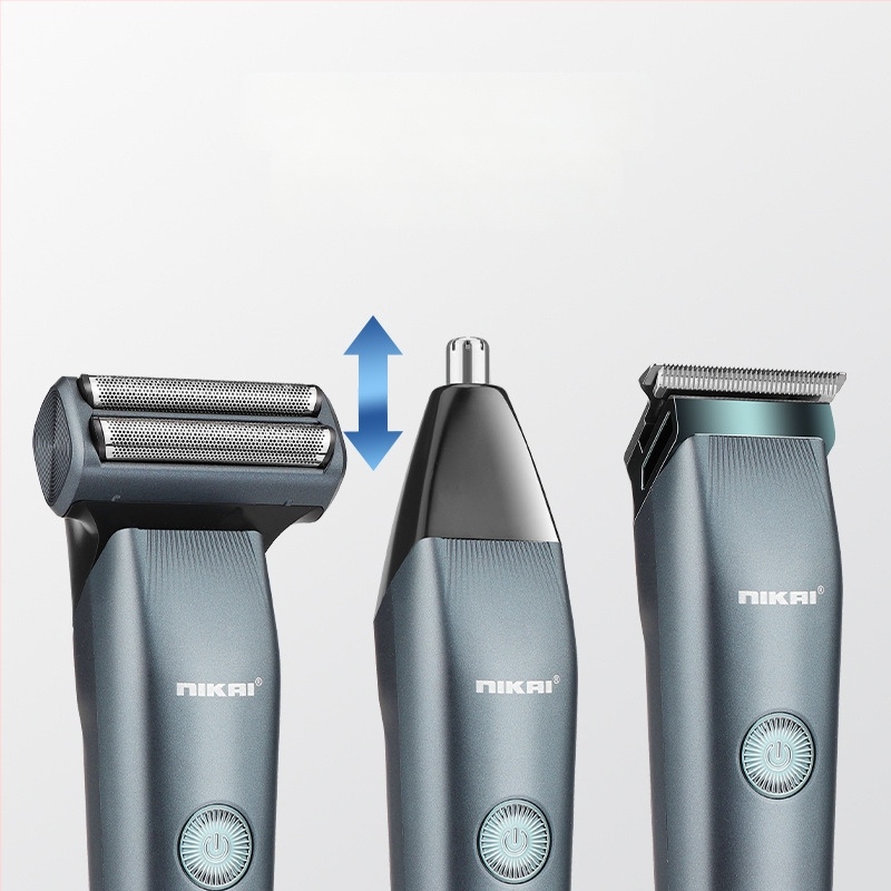 Vyrų 3-1 plaukų kirpimo rinkinys - USB įkraunamas elektrinis kirpėjas, nosies plaukų kirpimo įrankis ir skustuvas, nuimamos ir plaunamos pjovimo galvos, nerūdijančio plieno peiliukai.