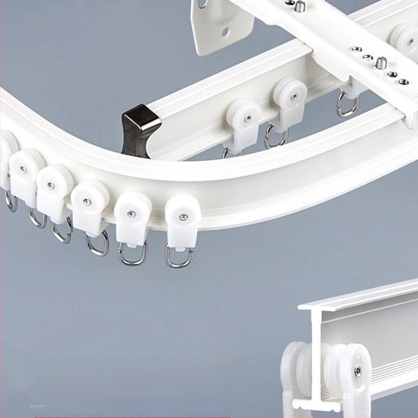 Aliuminio lydinio užuolaidų bėgelio sistema — lenkta ir tiesi bėgeliai, kampiniam langui, montavimas viršuje arba šonuose, vieno arba dvigubo bėgelio, tylus slydimas