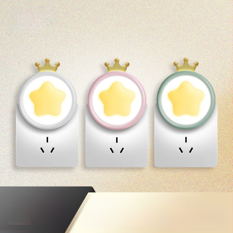 Naktinė lemputė su žvaigždžių karūna, LED, lizdinės rozetės maitinimas, indukcinis jungiklis, ABS gaubtas