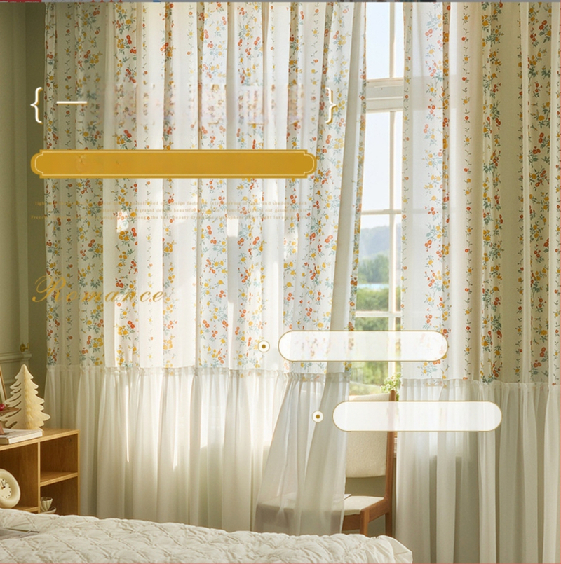 Dengtuo poliestera caurspīdīga aizkara — caurspīdīga, gaišs luksusa stils, piemērota viesistabai, guļamistabai un balkonam