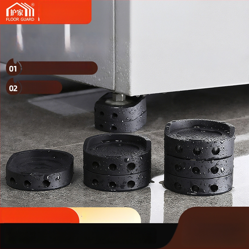 Apvalios plastikinės anti-slip kojų pagalvėlės skalbimo mašinei ir baldams, atsparios drėgmei, be gręžimo, aukštinimo pagrindas (Medžiaga: Plastmasė; Funkcija: Anti-slip; Taikymo sritis: Skalbykla, baldai; Forma: Apskrita; Be gręžimo)