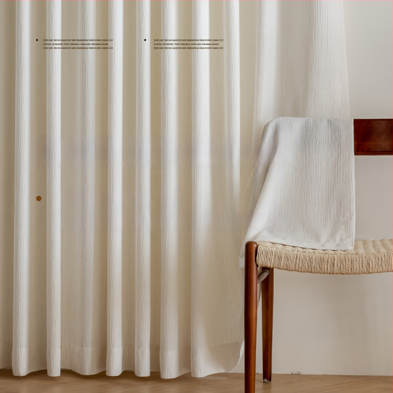 Chenille poliestera caurspīdīgās aizkari – moderns minimālisks stils dzīvojamai istabai, ar biezu un klusu stieni