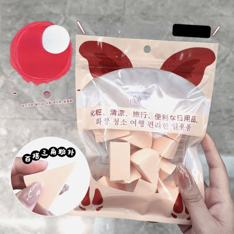 Vienreizējās lietošanas trīsstūra pūdera sūklis grims, sausai un mitrai lietošanai, materiāls: sūklis, 15 gab. iepakojumā