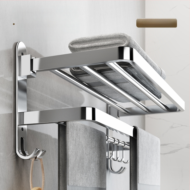 304 nerūsējošā tērauda dvieļu turētājs, bez urbšanas, saliekams, divstāvu, 30 kg slodze