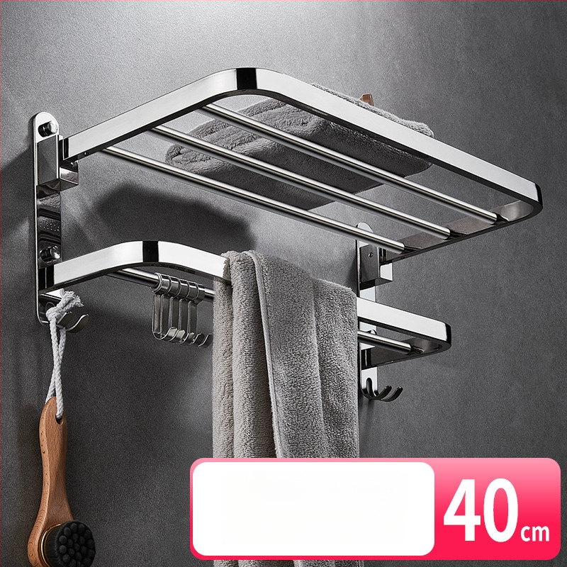 304 nerūsējošā tērauda dvieļu turētājs, bez urbšanas, saliekams, divstāvu, 30 kg slodze