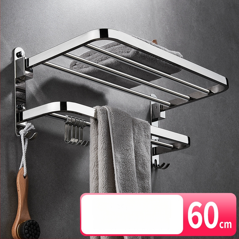 304 nerūsējošā tērauda dvieļu turētājs, bez urbšanas, saliekams, divstāvu, 30 kg slodze