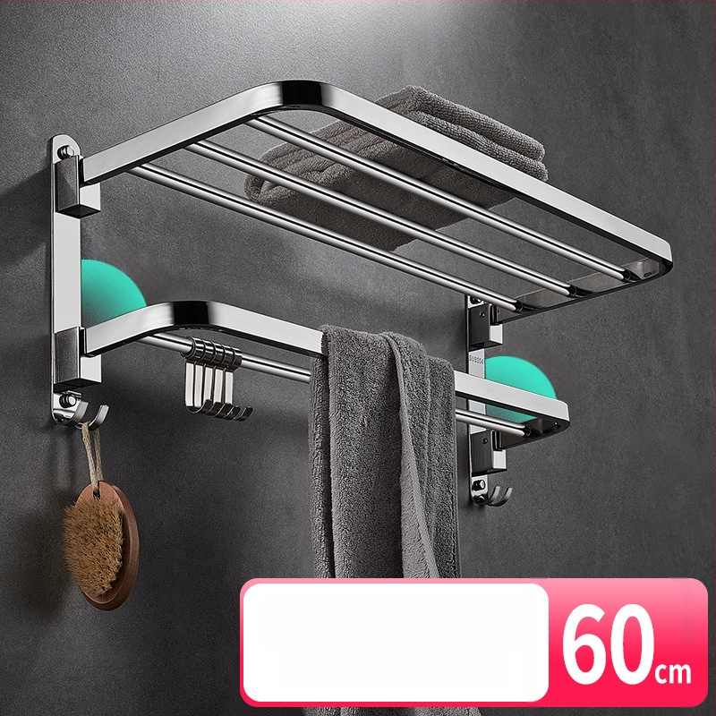 304 nerūsējošā tērauda dvieļu turētājs, bez urbšanas, saliekams, divstāvu, 30 kg slodze