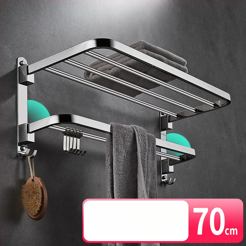 304 nerūsējošā tērauda dvieļu turētājs, bez urbšanas, saliekams, divstāvu, 30 kg slodze