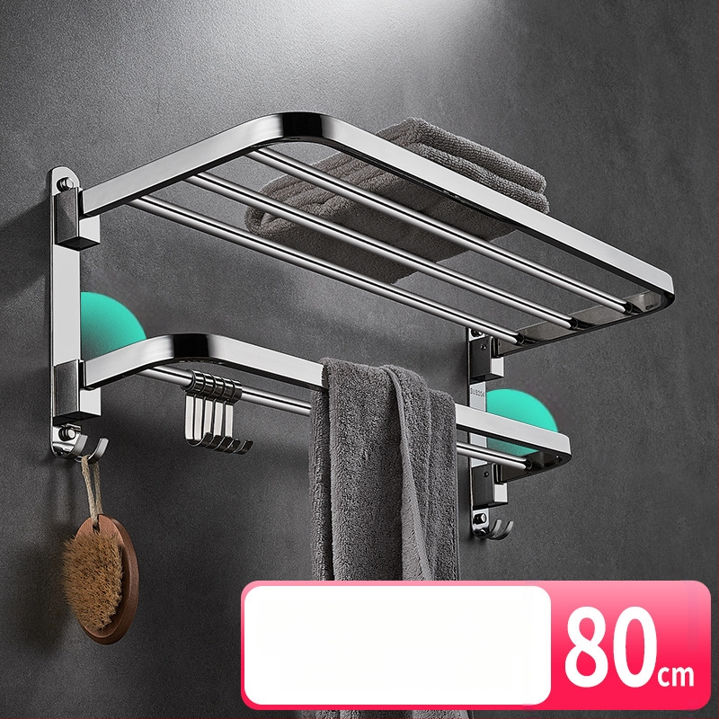 304 nerūsējošā tērauda dvieļu turētājs, bez urbšanas, saliekams, divstāvu, 30 kg slodze