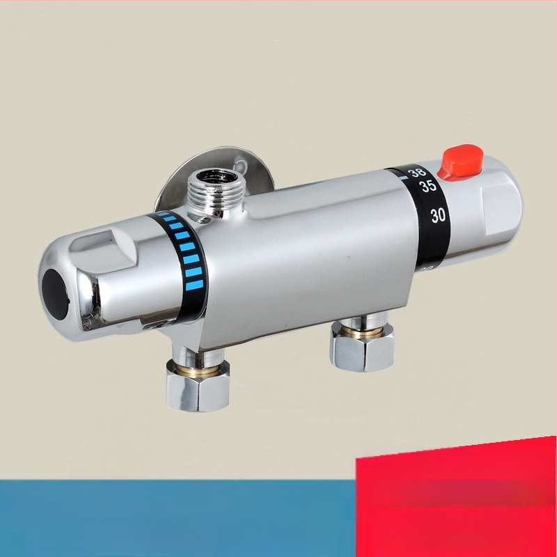 Termostatinis maišymo vožtuvas, modelis 5541, iš vario, darbinė temperatūra 80°C, sieninis montavimas, keraminis kartridžo vožtuvas