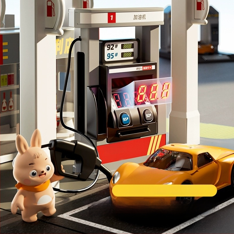 Yisi degvielas stacija rotaļu komplekts – balss paziņojumi, simulēta uzpildīšana un skaitīšana, plastmasas konstrukcija, bērniem 4–6 gadi