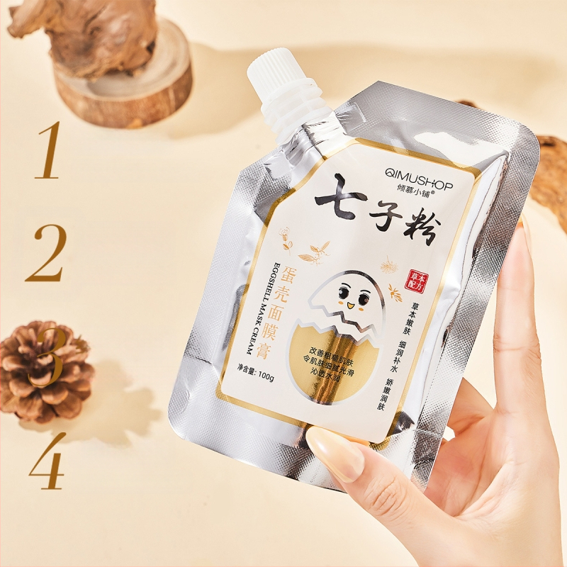 Veido kaukė krem-gelis su žolelių formule ir kiaušinio lukštu — drėkina ir šviesina odą