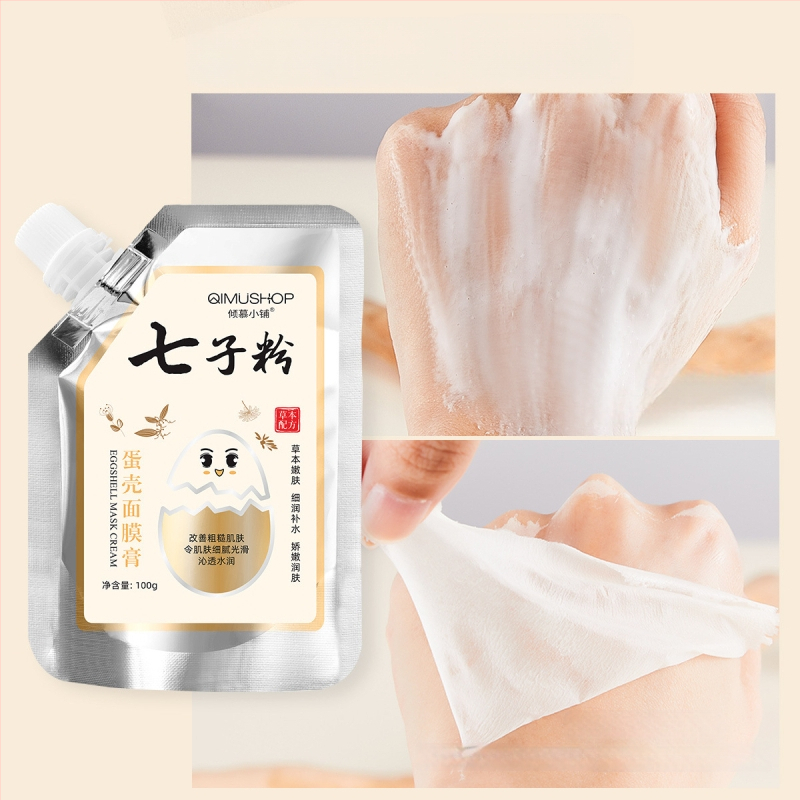 Veido kaukė krem-gelis su žolelių formule ir kiaušinio lukštu — drėkina ir šviesina odą