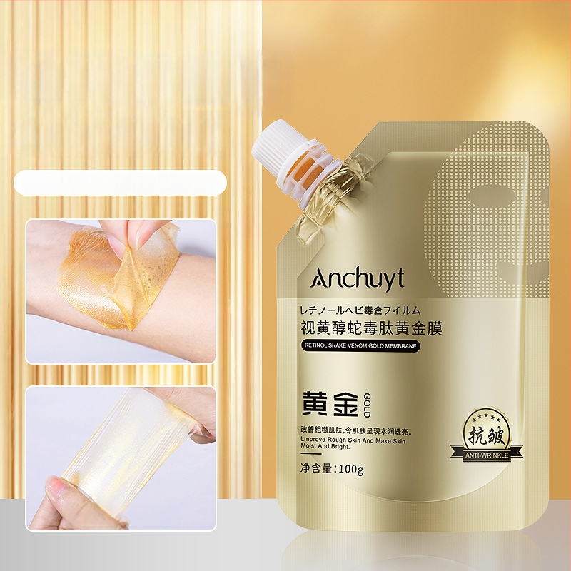 Peel-off kaukė su retinoliu, gyvatės nuodų peptidu ir aukso plėvele – pakėlimas, stangrinimas, prieš senėjimą, drėkinanti krem-gel kaukė (100 ml)