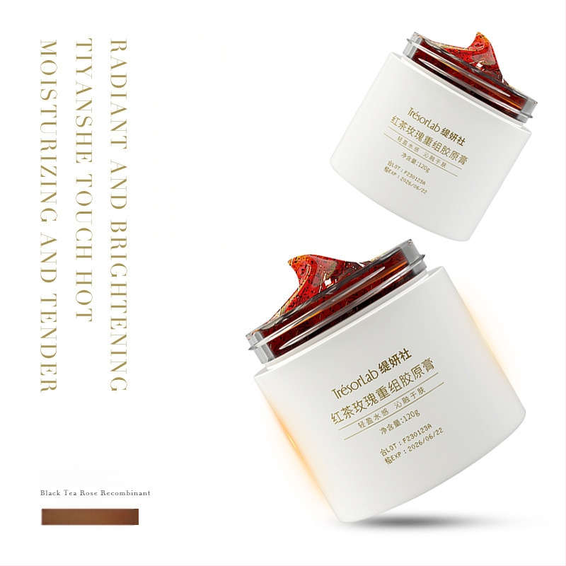 Tiyanhe Kremas-Gelio Maska su Rekombinuotu Kolagenu iš Juodosios Arbatos ir Rožių – Drėkina, Išlygina Poras, Normaliai Odai, 120 ml, Galiojimo Laikas 3 Metai