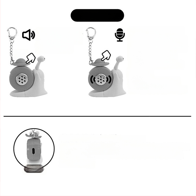Plastmasas atslēgu piekariņš ar balss pogu un ierakstošu lelli – karikatūriskā stila, relaksējoša rotaļa