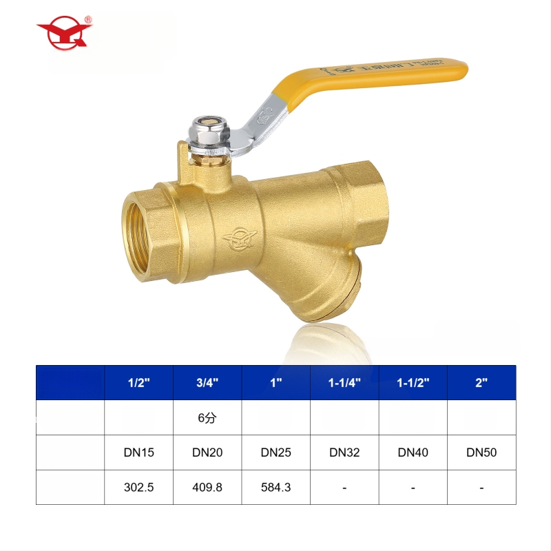 Žalvarinis filtrų kamuolių vožtuvas Yq-1202, fiksuotas dviejų krypčių vandens vožtuvas, vidinis sriegis