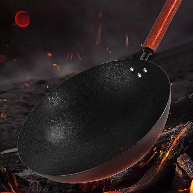 Iš nerūdijančio plieno wok su dvigubu dugnu, nelipniu paviršiu, tinkamas universaliosioms viryklėms