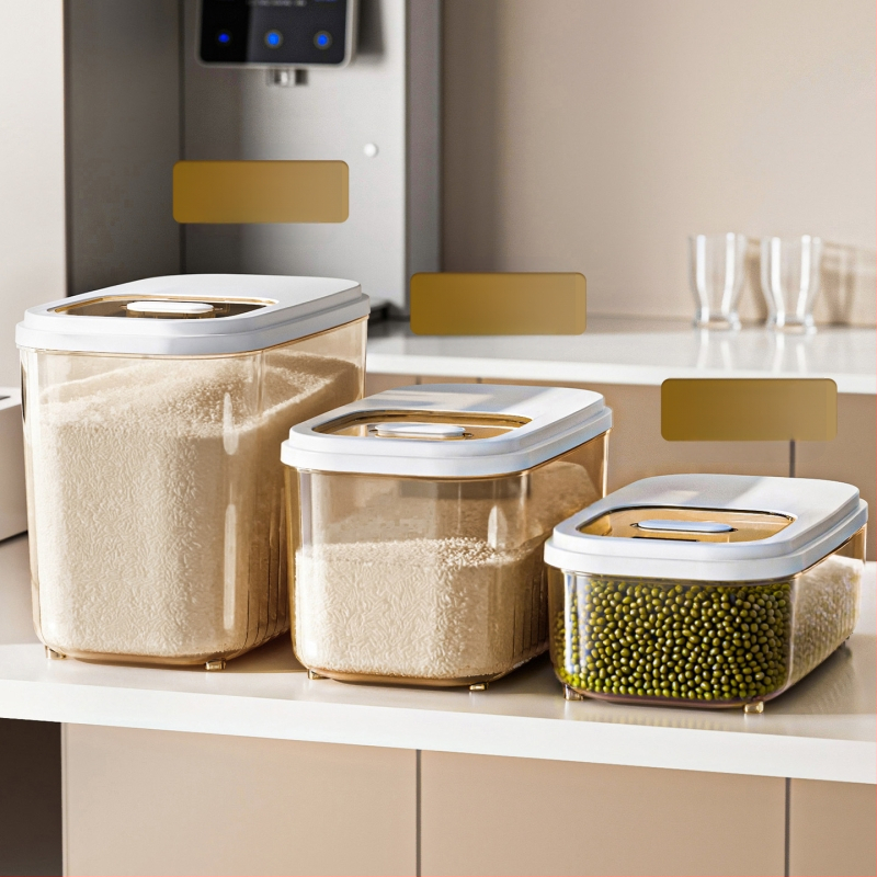 Ryžių saugojimo dėžutė, atspari drėgmei, plastikinė, šiuolaikinio minimalistinio stiliaus