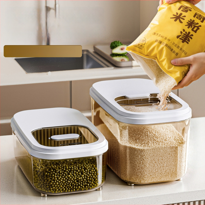 Ryžių saugojimo dėžutė, atspari drėgmei, plastikinė, šiuolaikinio minimalistinio stiliaus