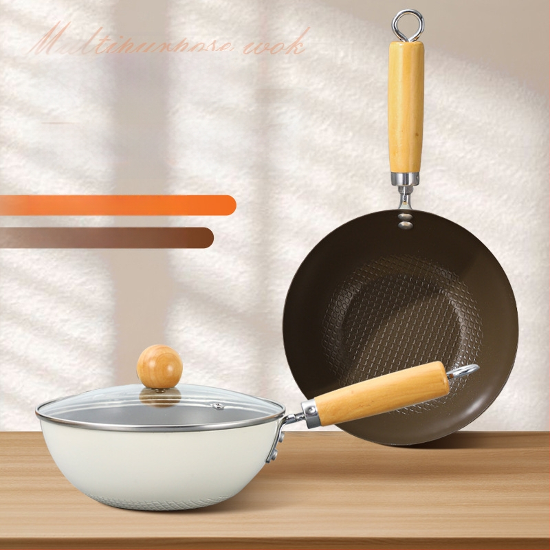 Anglies plieno wok su daugiašiniu dugnu, indukcijai tinkamas, be dangos, stiklinis dangtis