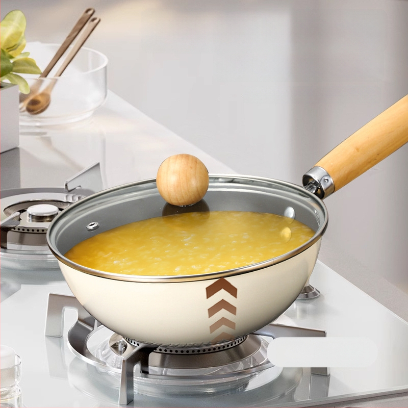 Anglies plieno wok su daugiašiniu dugnu, indukcijai tinkamas, be dangos, stiklinis dangtis