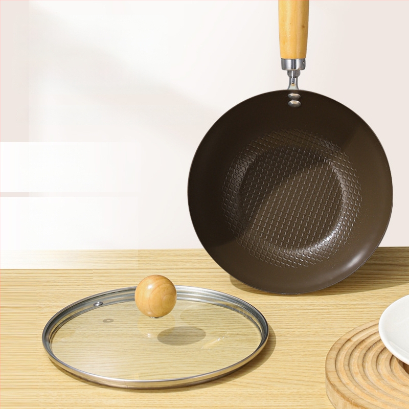 Anglies plieno wok su daugiašiniu dugnu, indukcijai tinkamas, be dangos, stiklinis dangtis