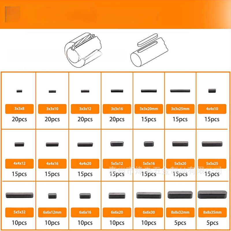 Karbono plieno raktų kaiščių rinkinys, 530 vnt., apvalūs, pusapvaliai ir suapvalinti paraleliniai raktai