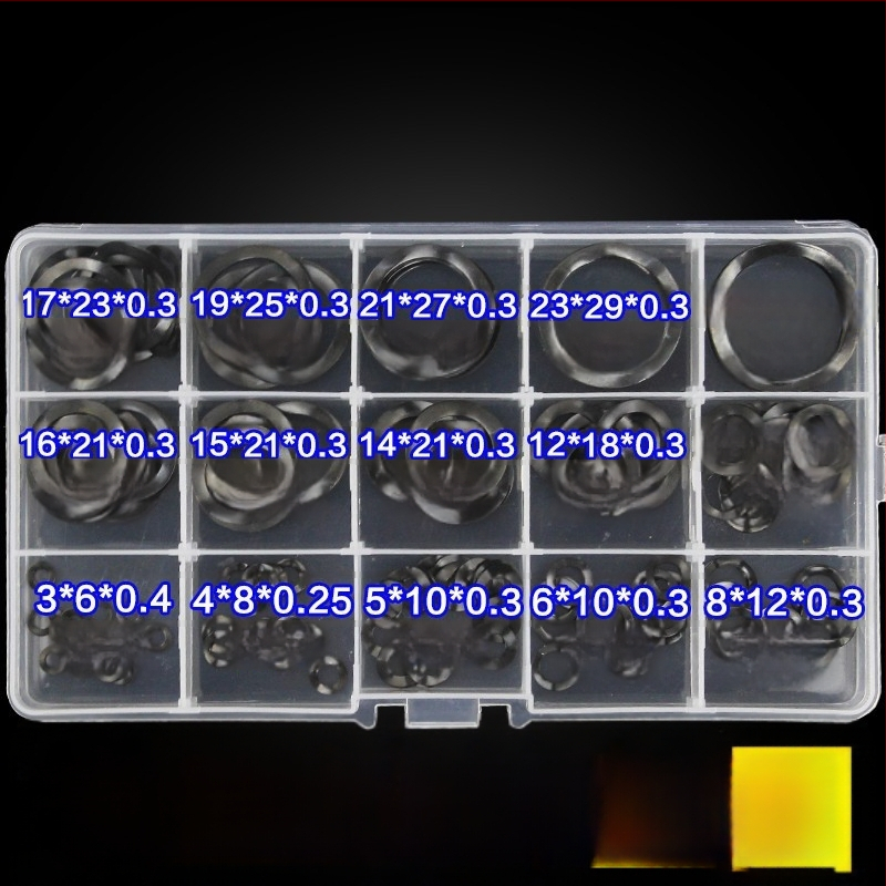 Aozhang Čierny súbor trojvlnenových podložiek, vlnovité podložky, pružinová oceľ, trieda 8