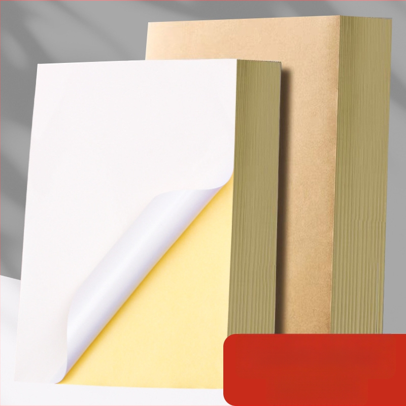 Taisnstūra A4 pašlīmējošā etiķešu lapa noliktavām, pārklāts materiāls ar dzeltenu aizmuguri, temperatūras izturība -30 līdz 150°C