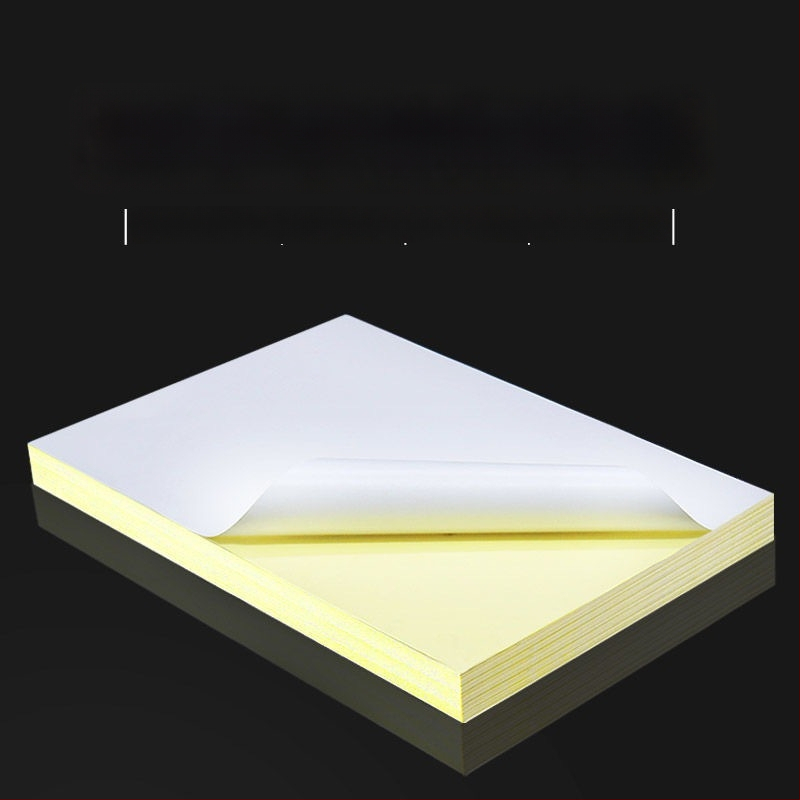 Taisnstūra A4 pašlīmējošā etiķešu lapa noliktavām, pārklāts materiāls ar dzeltenu aizmuguri, temperatūras izturība -30 līdz 150°C