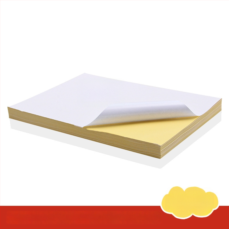 Taisnstūra A4 pašlīmējošā etiķešu lapa noliktavām, pārklāts materiāls ar dzeltenu aizmuguri, temperatūras izturība -30 līdz 150°C