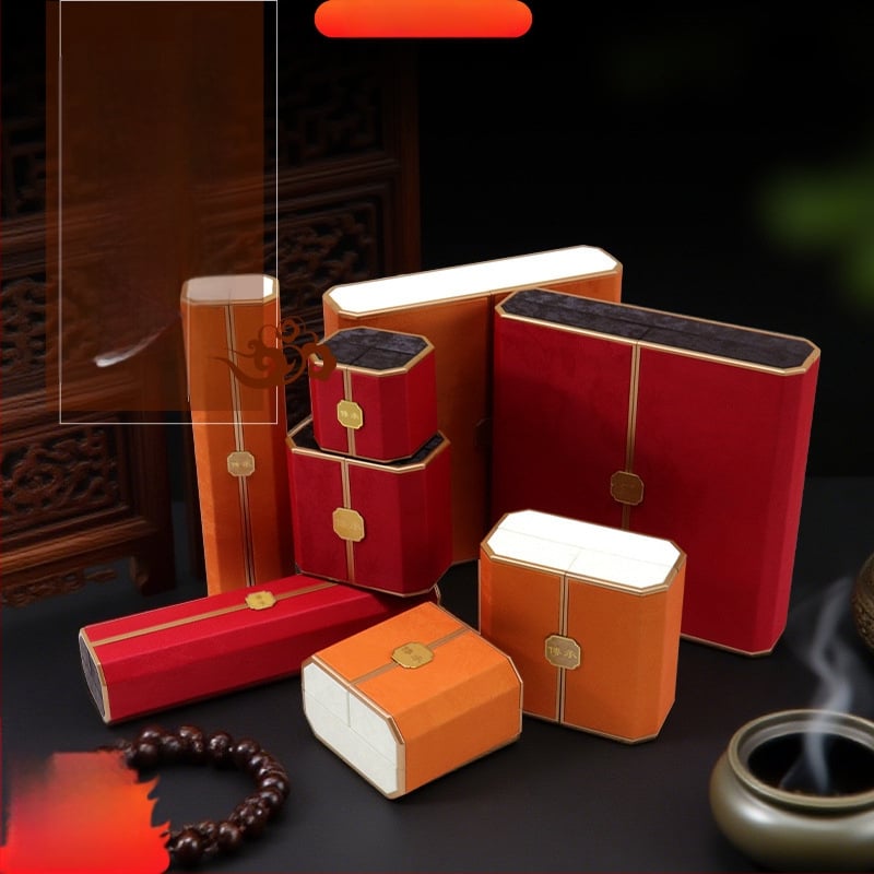 Ķīniešu stilā rotaslietu displeja kastīte ar dubultu displeju, plastmasas kastīte + PU āda, rotaslietu iepakojums