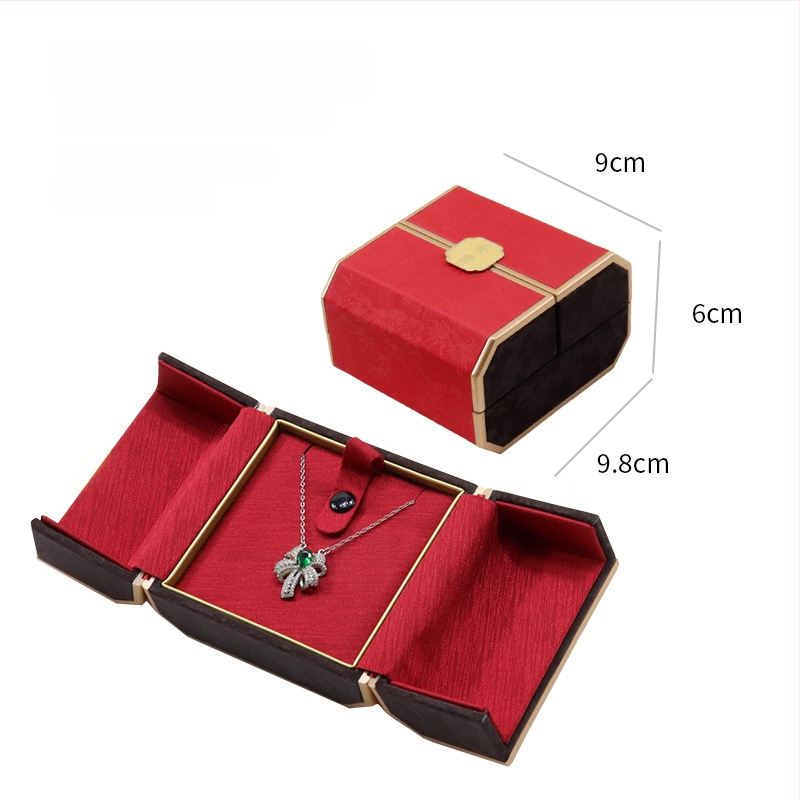 Ķīniešu stilā rotaslietu displeja kastīte ar dubultu displeju, plastmasas kastīte + PU āda, rotaslietu iepakojums