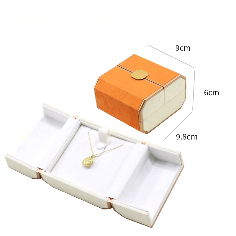 Ķīniešu stilā rotaslietu displeja kastīte ar dubultu displeju, plastmasas kastīte + PU āda, rotaslietu iepakojums